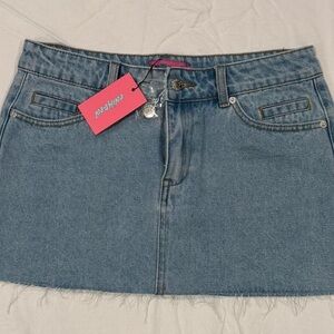 Edikted Blue Denim Mini Skirt